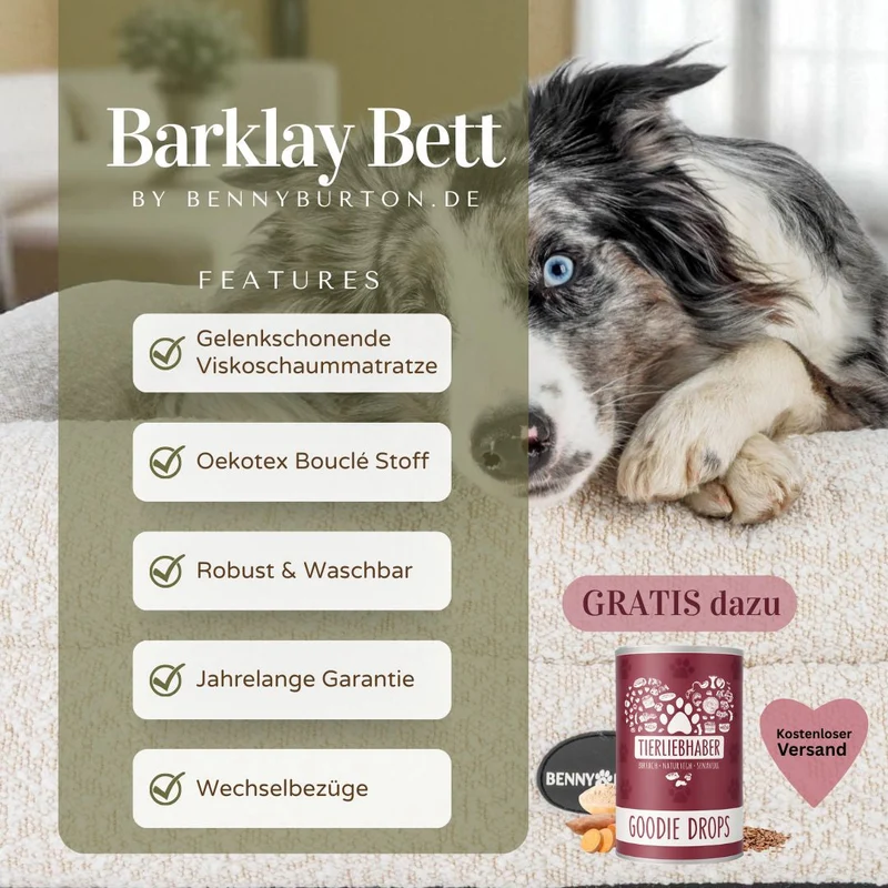 Hundebett Barklay Größe M mit Bouclébezug
