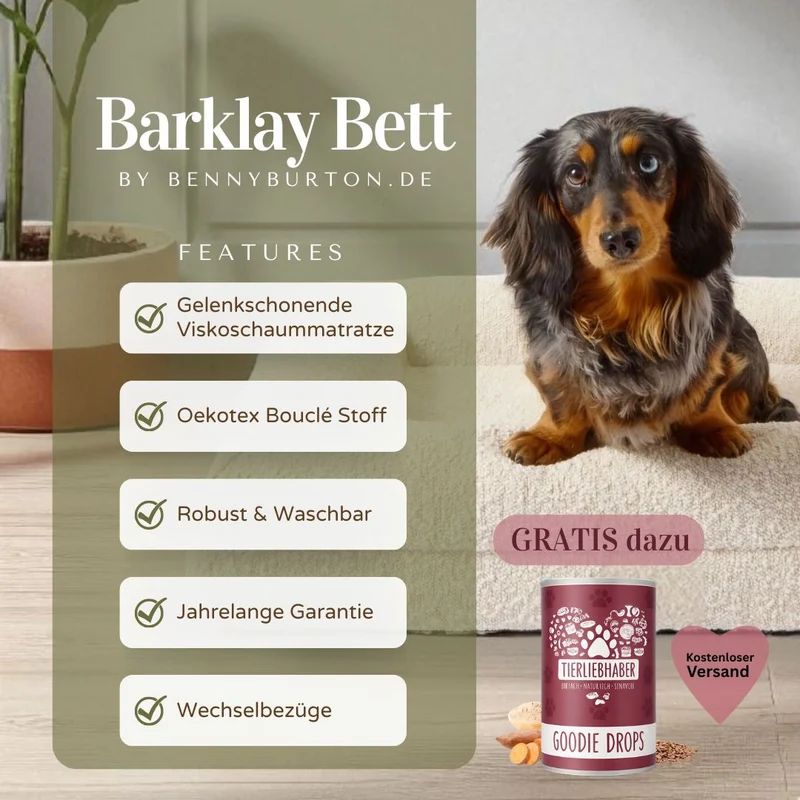 Hundebett Barklay Größe S mit Boucèbezug