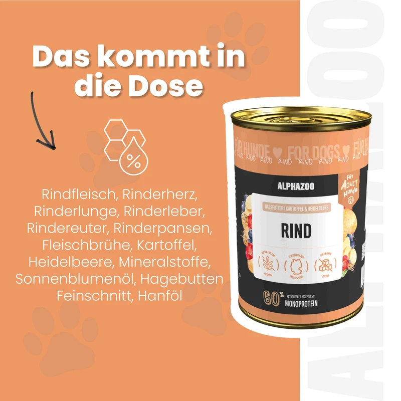 Monoprotein Rind Nassfutter fir Hunde