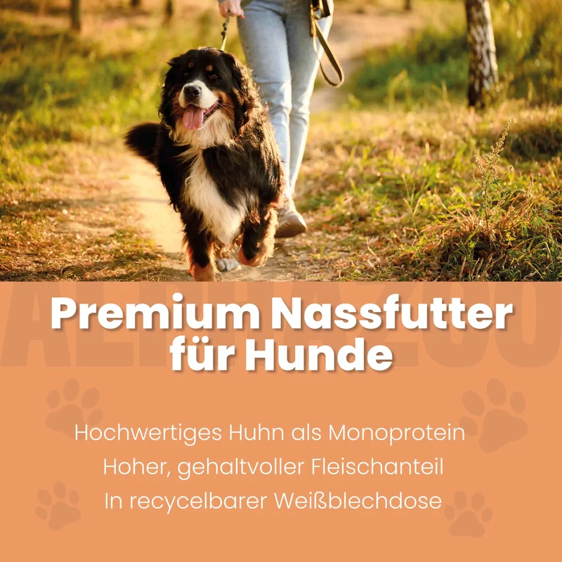 Monoprotein Huhn Nassfutter fir Hunde
