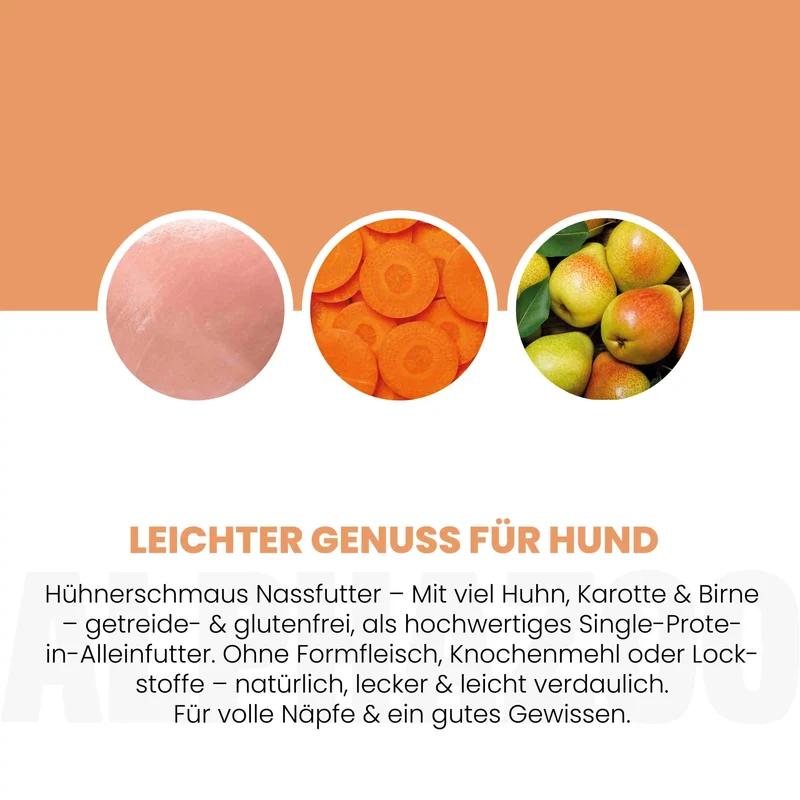 Monoprotein Huhn Nassfutter fir Hunde