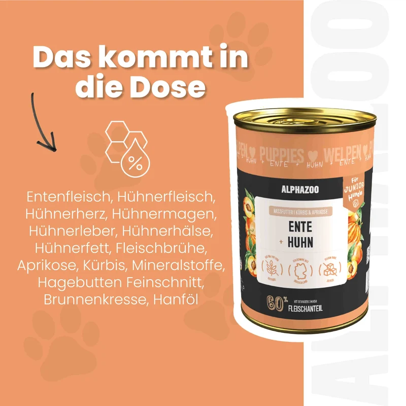 Ente + Huhn Nassfutter fir Welpen