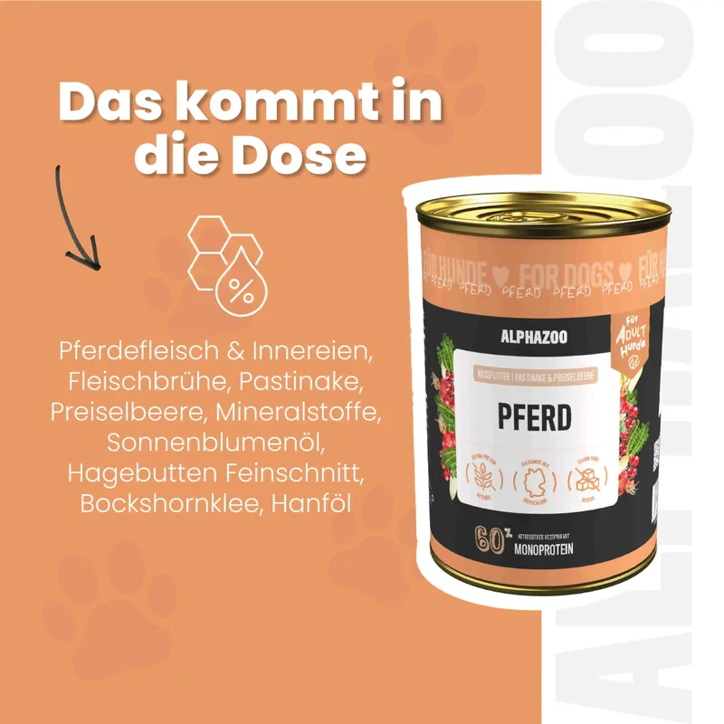 Monoprotein Pferd Nassfutter fir Hunde