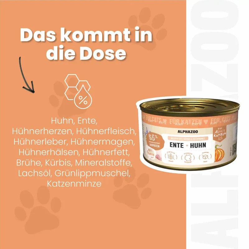 Ente + Huhn Nassfutter fir Katze