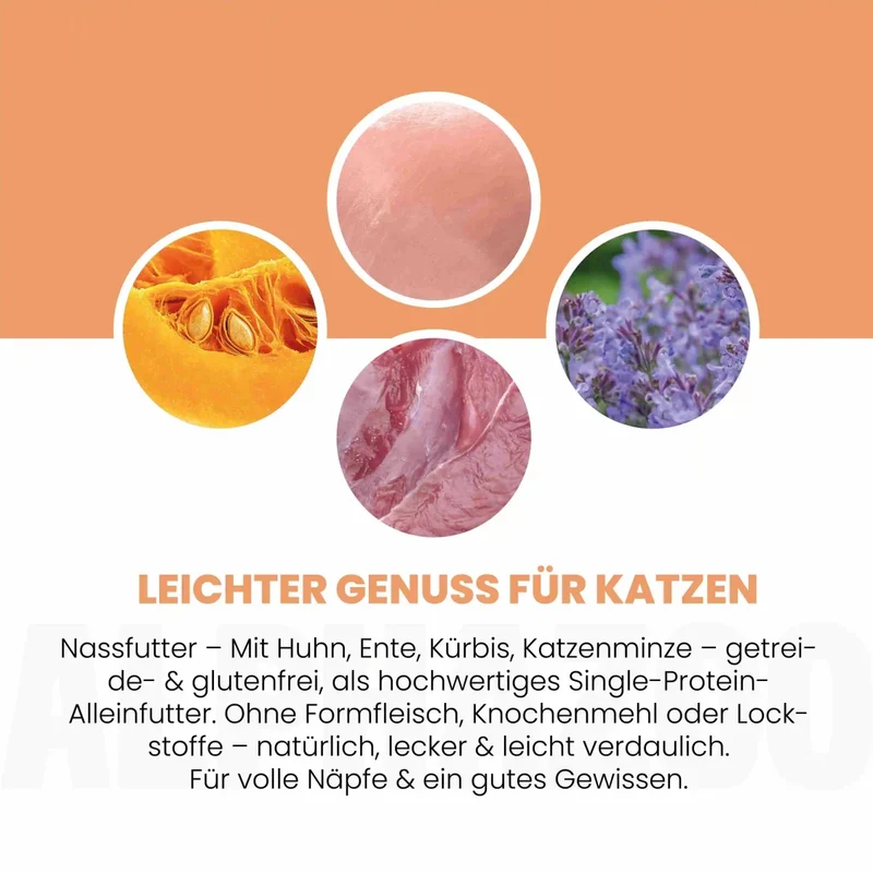 Ente + Huhn Nassfutter fir Katze