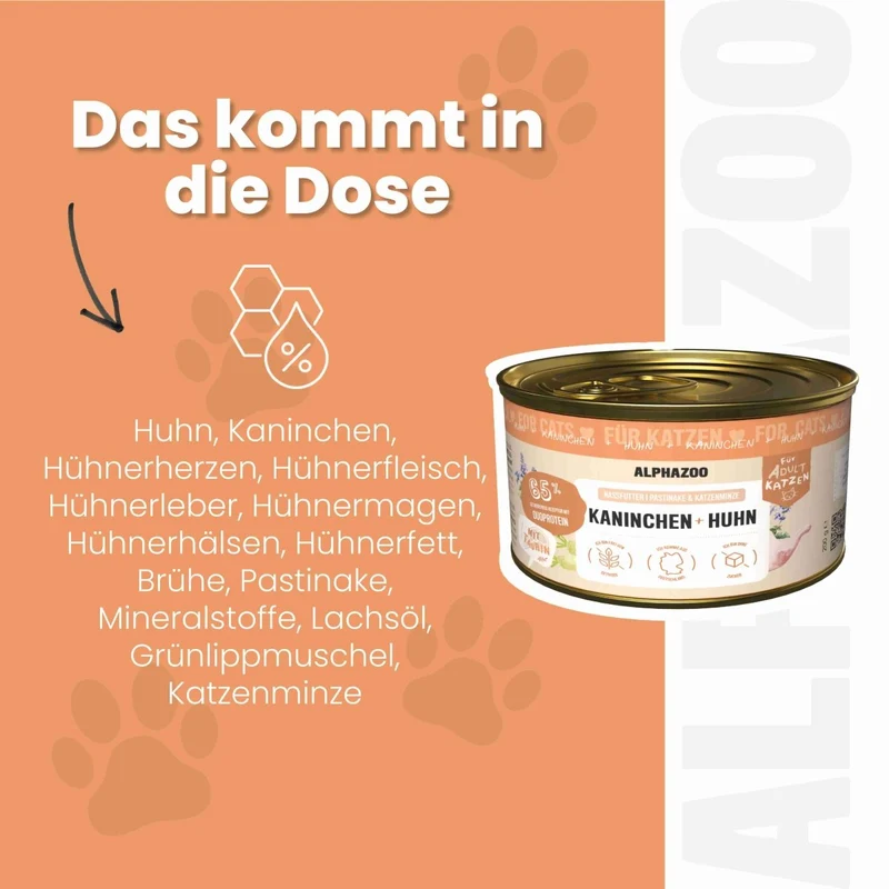 Kaninchen + Huhn Nassfutter fir Katze