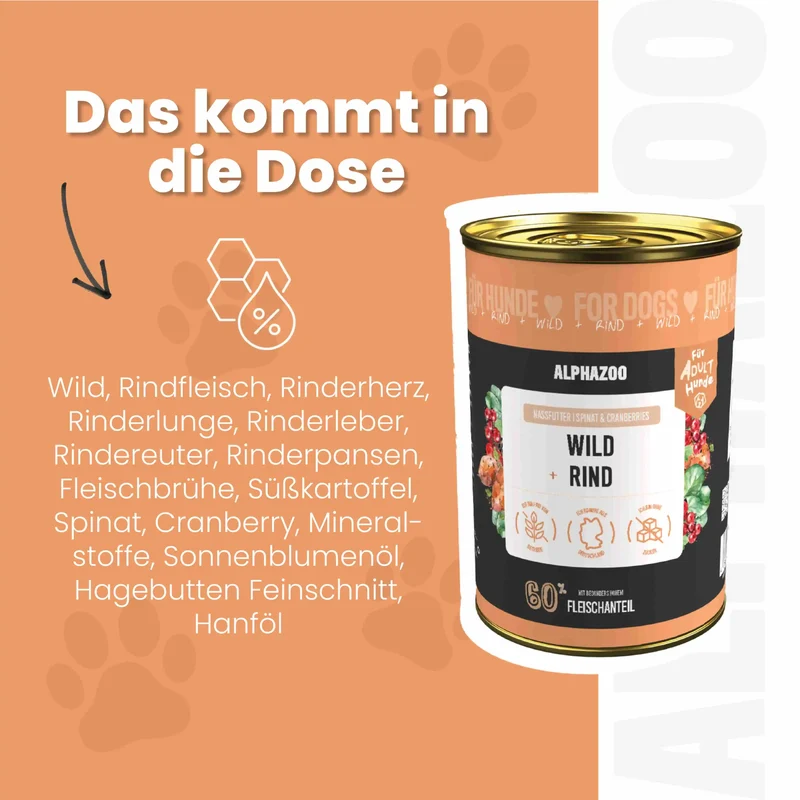 Wild + Rind Nassfutter for Adult Hunde