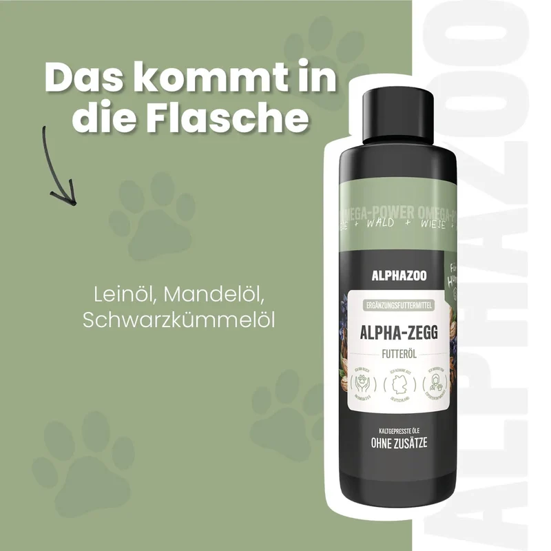 Alpha-Zegg Futteröl fir Hunde