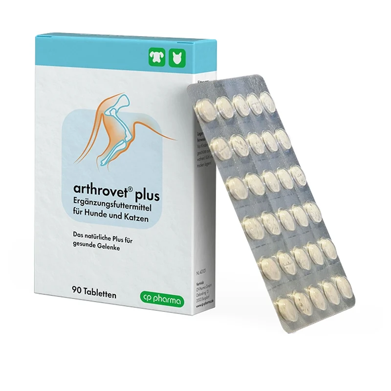 Arthrovet plus 90 Tabletten mit Grünlippmuschel Teufelskralle Hund Katze Gelenke