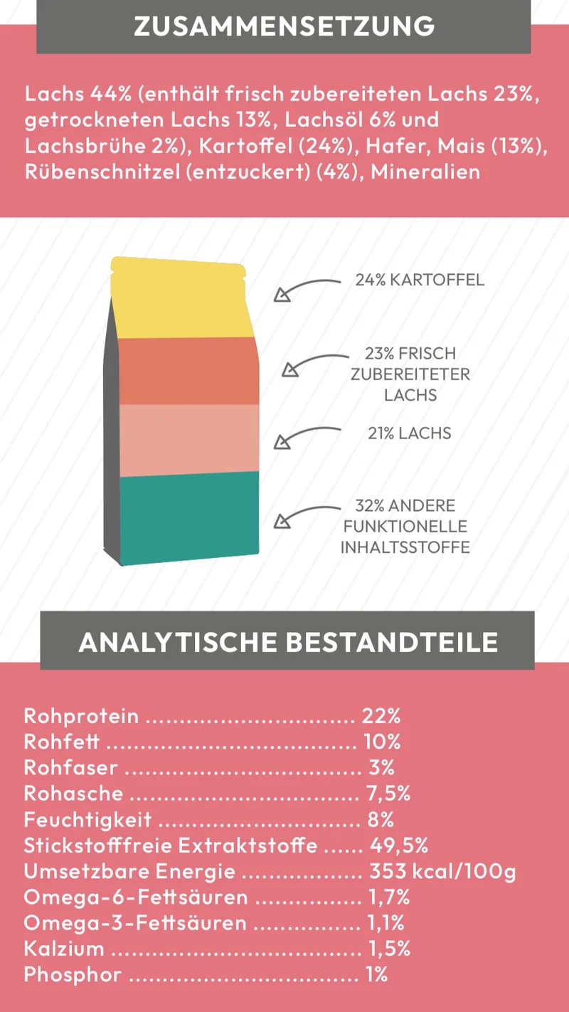 Lachs mit Kartoffel für ausgewachsene Hunde