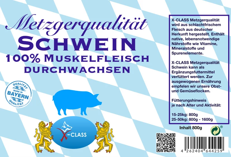 Metzgerqualität Schwein 100% Muskelfleisch durchwachsen 800g