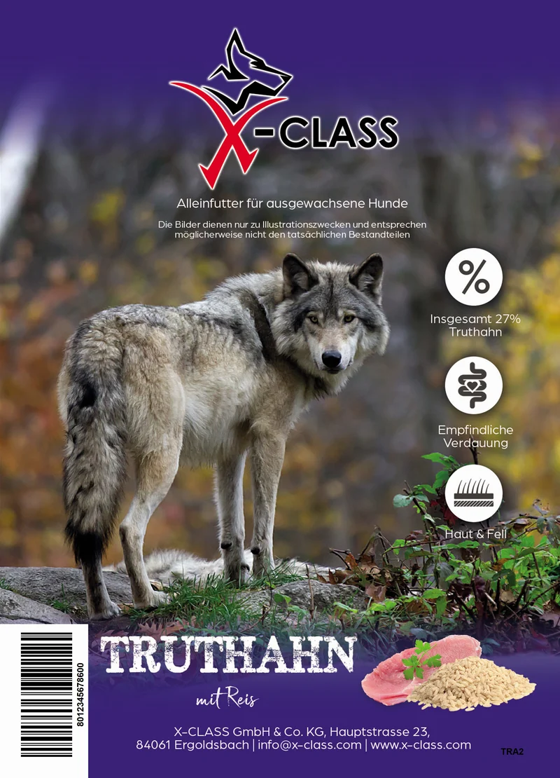 Truthahn mit Reis für ausgewachsene Hunde