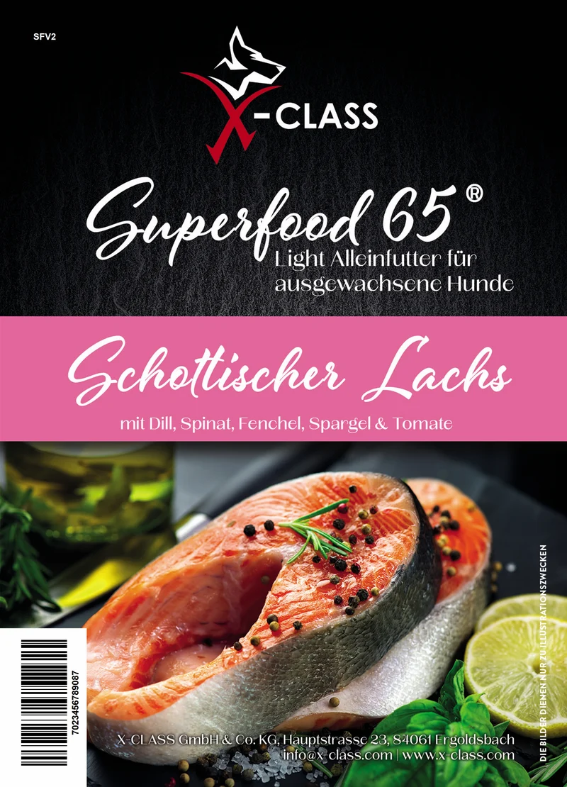 Superfood 65 Schottischer Lachs für ausgewachsene Hunde / light& senior