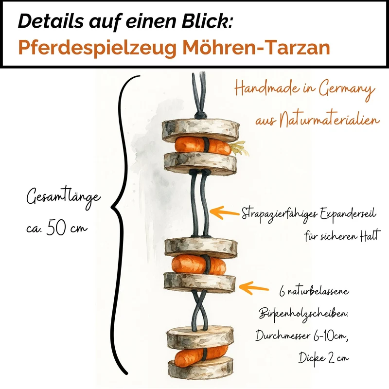 Pferdespielzeug Möhren-Tarzan – Spielzeug für Pferde gegen Langeweile – Pferdebeschäftigung
