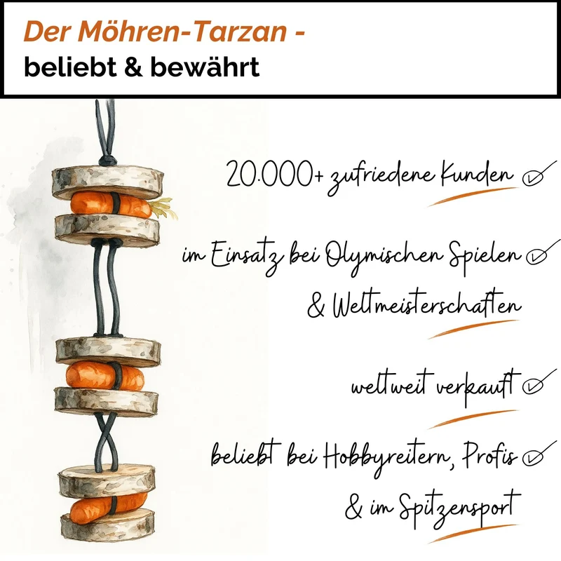 Pferdespielzeug Möhren-Tarzan – Spielzeug für Pferde gegen Langeweile – Pferdebeschäftigung