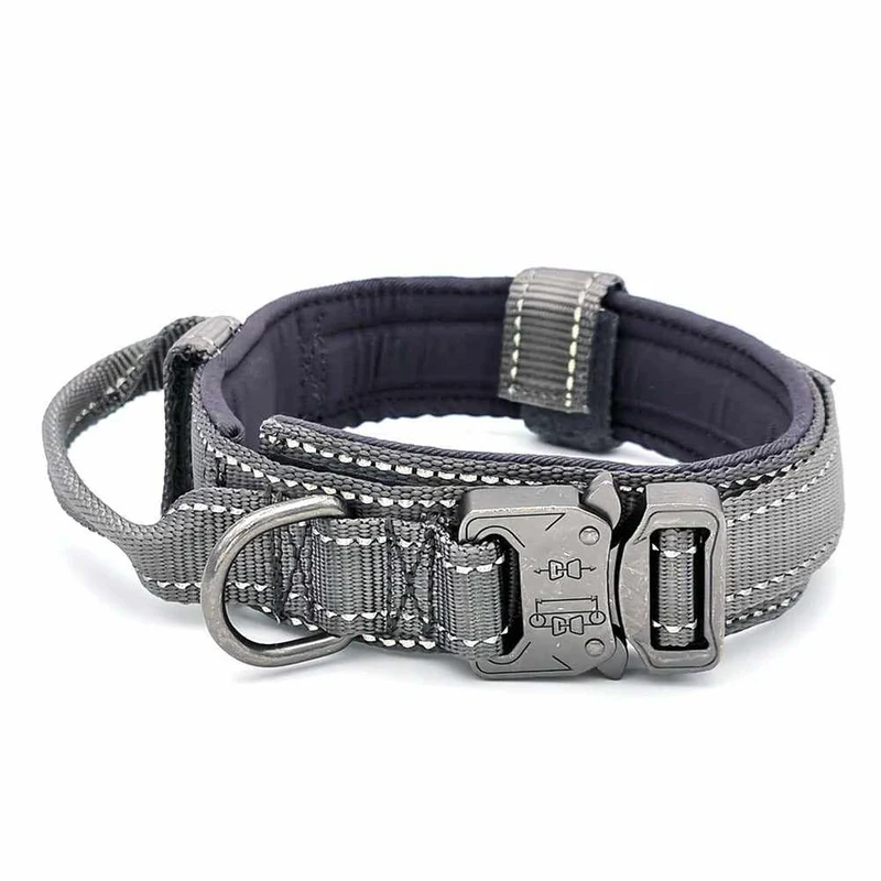 Taktisches Hundehalsband mit Griff und Reflektionsnähten