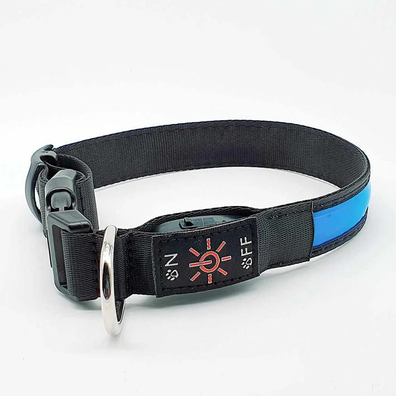 LED Hundehalsband, Stabiles Nylon mit USB Anschluß