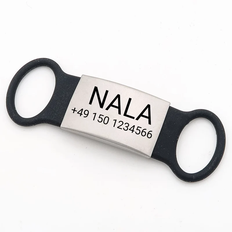 Klapperfreie Hundemarke Silikonslider mit Edelstahl-Schild für Halsbänder inkl. INGYENES Mélynyomó