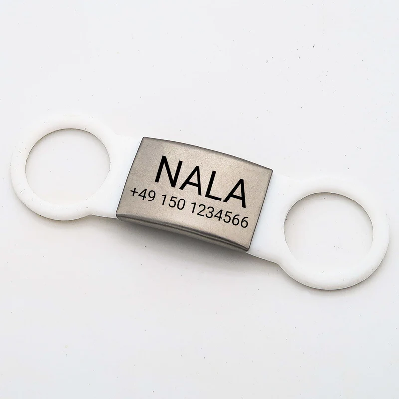 Klapperfreie Hundemarke Silikonslider mit Edelstahl-Schild für Halsbänder inkl. INGYENES Mélynyomó