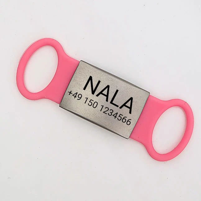 Klapperfreie Hundemarke Silikonslider mit Edelstahl-Schild für Halsbänder inkl. INGYENES Mélynyomó