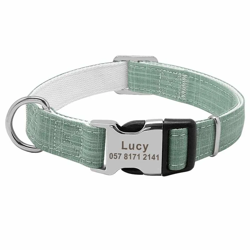 Leichtes Hundehalsband mit Namen in drei luftigen Farben, gratis Gravur
