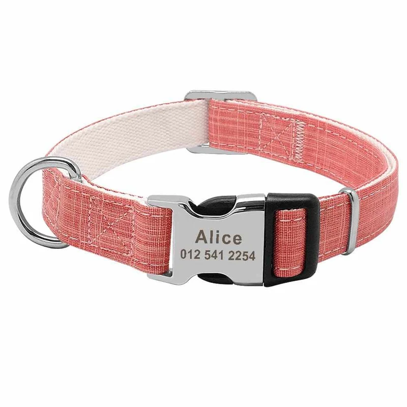 Leichtes Hundehalsband mit Namen in drei luftigen Farben, gratis Gravur