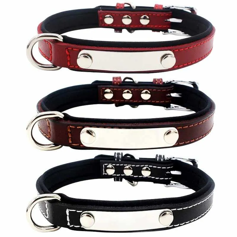 Hundehalsband mit Namen aus hochwertigem Leder, Innenpolsterung aus Neopren, 2 hatalmas D-gyűrű