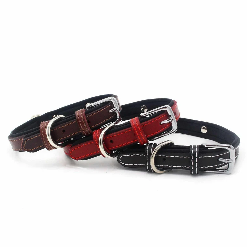 Hundehalsband mit Namen aus hochwertigem Leder, Innenpolsterung aus Neopren, 2 hatalmas D-gyűrű