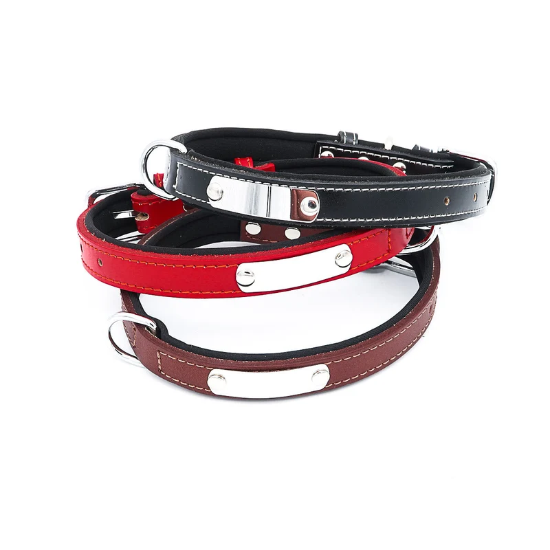 Hundehalsband mit Namen aus hochwertigem Leder, Innenpolsterung aus Neopren, 2 hatalmas D-gyűrű