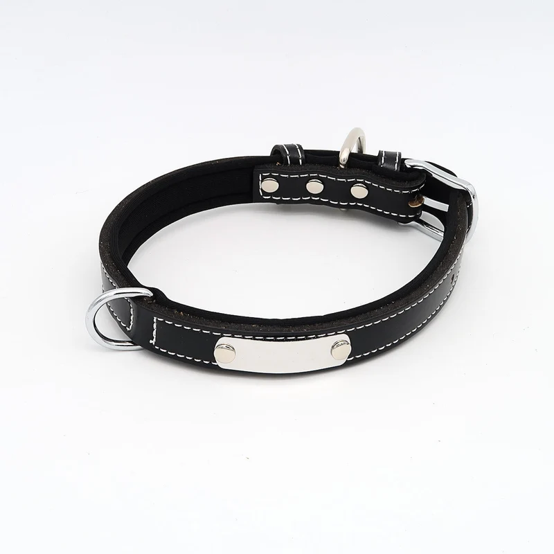 Hundehalsband mit Namen aus hochwertigem Leder, Innenpolsterung aus Neopren, 2 hatalmas D-gyűrű