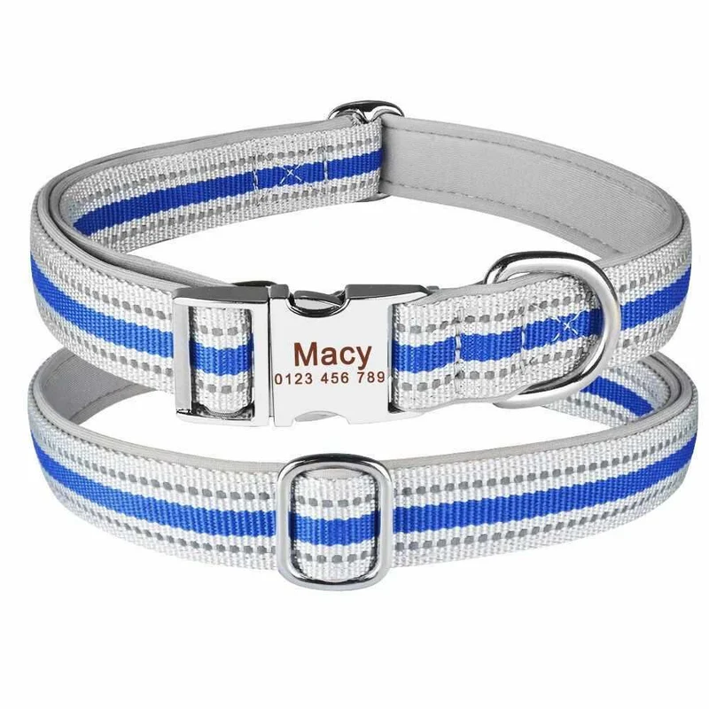 Stark reflektierendes Hundehalsband mit Namen graviert