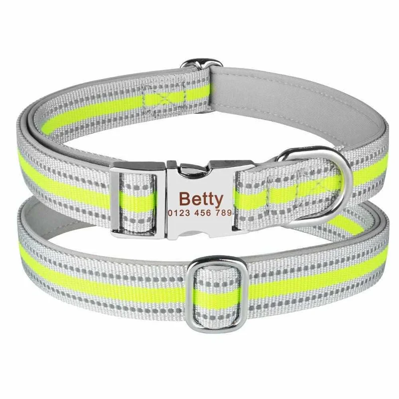 Stark reflektierendes Hundehalsband mit Namen graviert