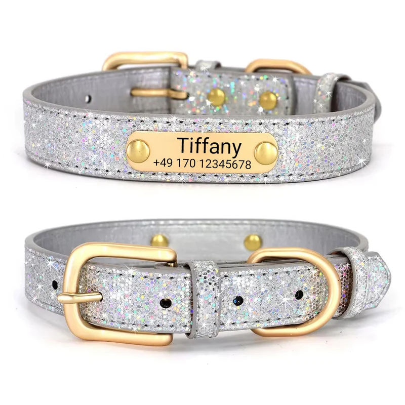 Hundehalsband "Tiffany" mit Namen und Telefon personalisiert. Lézergravúr, beleértve.