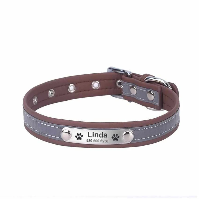 Hundehalsband mit Namen und Telefon graviert. Refleksyon