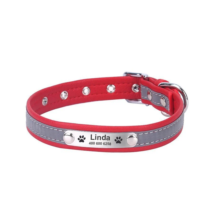 Hundehalsband mit Namen und Telefon graviert. Refleksyon