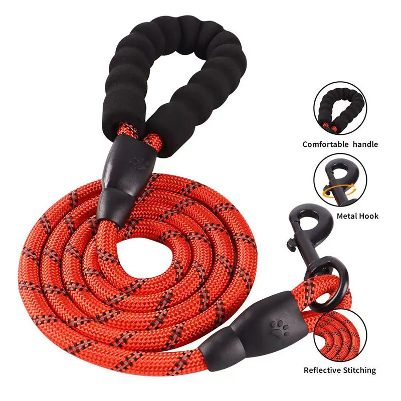 Nylon Hundeleine mit weichem Griff aus Polsterschaum 150cm Länge
