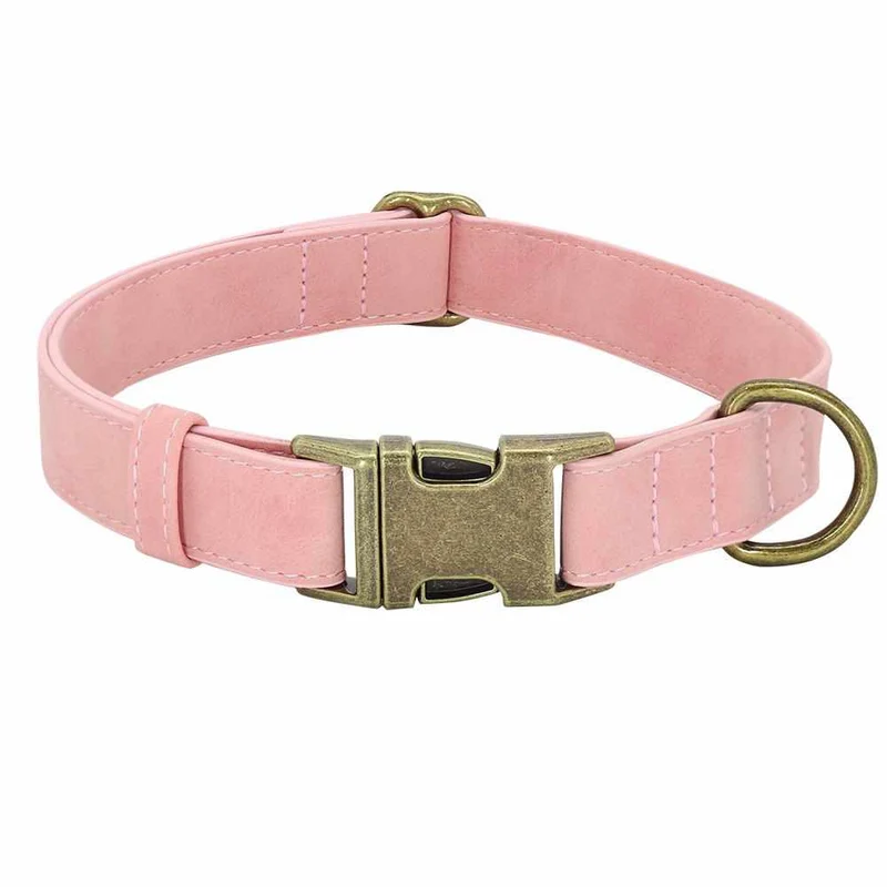 Edles Hundehalsband im Vintagelook mit Messingschnalle und kostenloser Gravur Name und Telefon