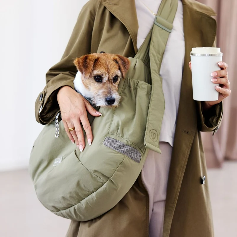 Hundetragetasche Bara Crinkled Pale Olive