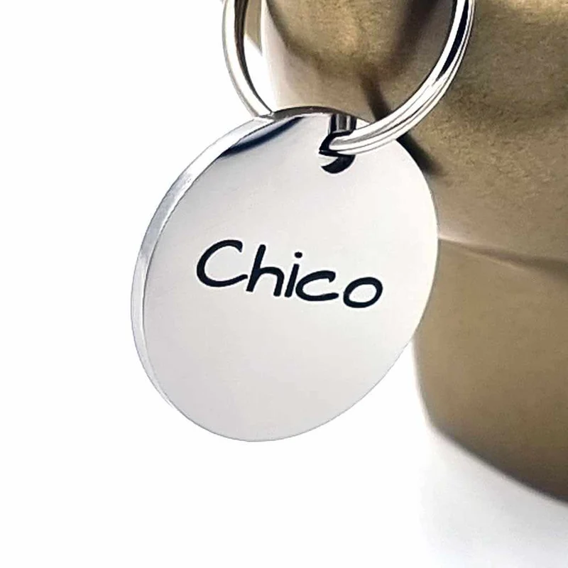 Hundemarke mit Gravur, Name und Telefon personalisiert, rund, 25mm oder 30mm in verschiedenen Farben