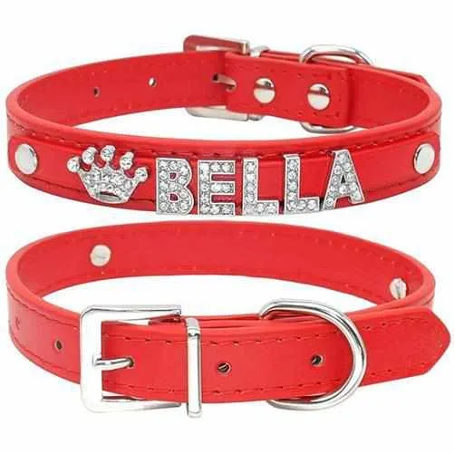Edles Hundehalsband personalisiert mit Glitzersteinen + Symbol