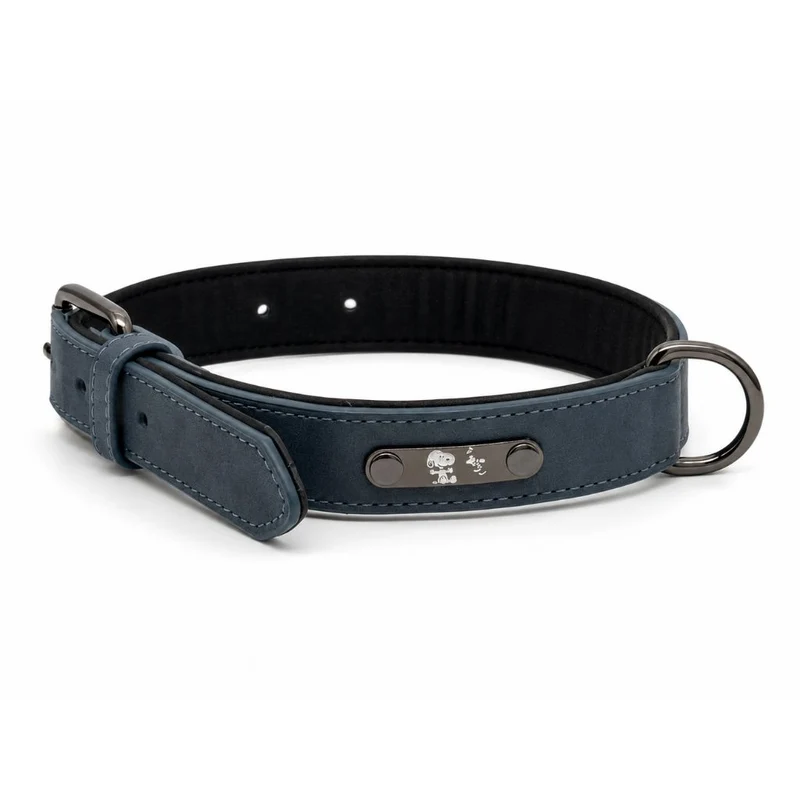 Hundehalsband Lederoptik Snoopy Dunkelblau