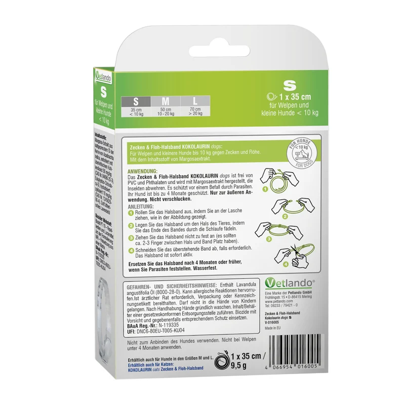 Zecken- & Floh-Halsband Kokolaurin für Hunde
