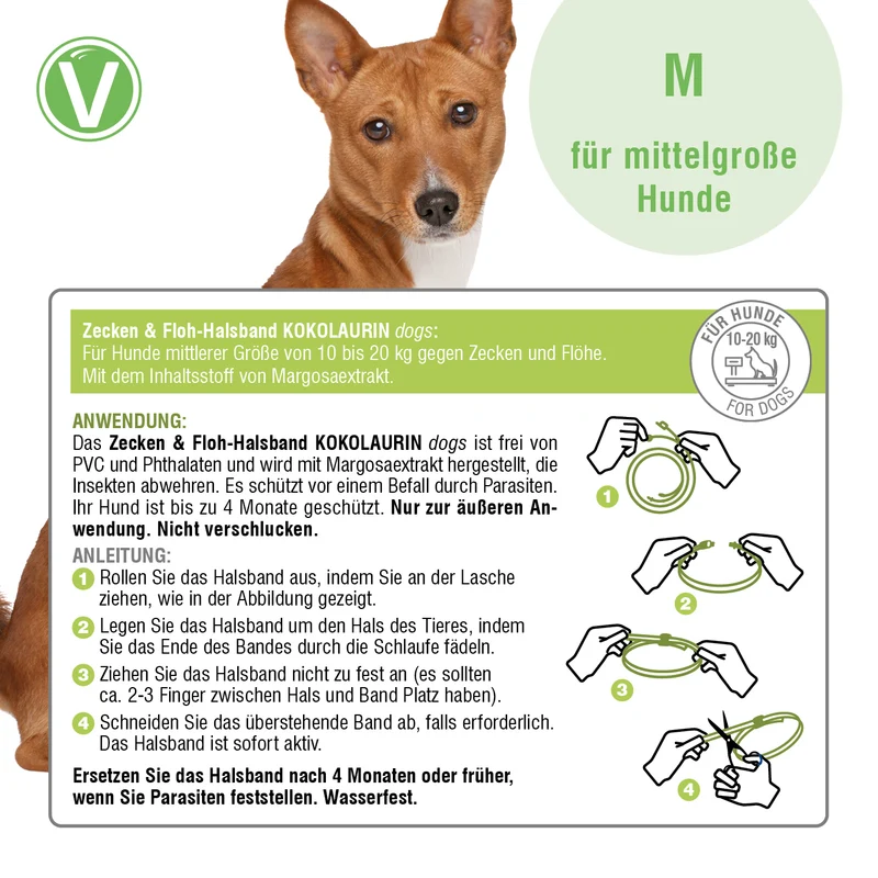 Zecken- & Floh-Halsband Kokolaurin für Hunde