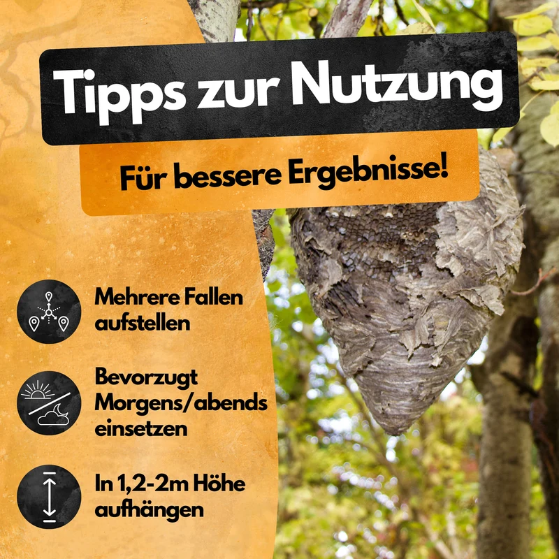 Wespenfalle mit 2x50ml Lockstoff – Ohne Insektizide – Made in EU