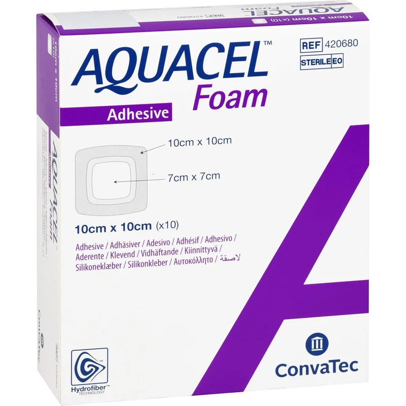 AQUACEL Foam adhäsiv 10x10cm, 10 St VER