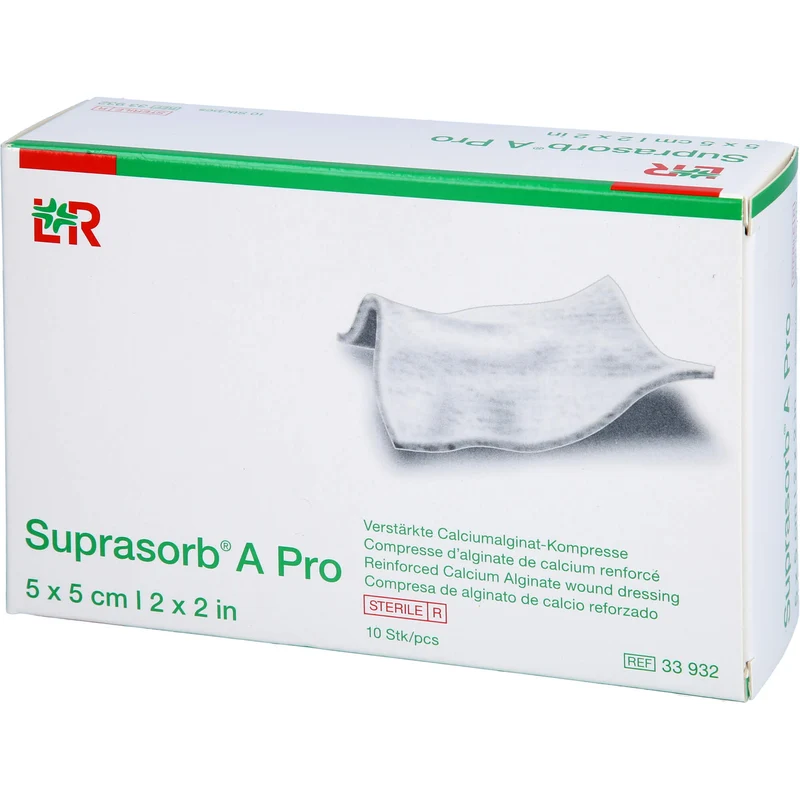 Suprasorb A Pro verstärkte Calciumalginat Kompresse 5 x 5 cm steril, 10 St. Kompressen