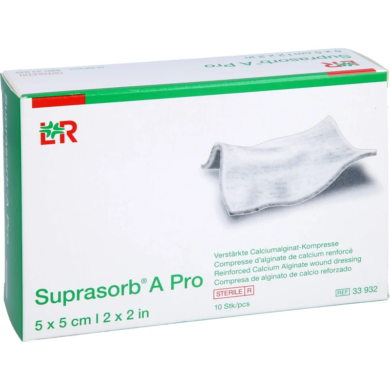 Suprasorb A Pro verstärkte Calciumalginat Kompresse 5 x 5 cm steril, 10 St. Kompressen