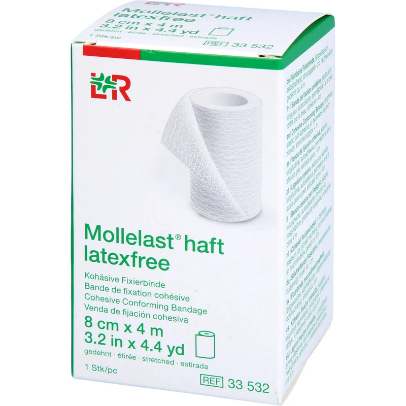 Mollelast haft latexfrei weiß 8cm x 4m gedehnt, 1 St BIN