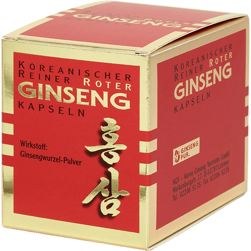 Koreanischer Reiner Roter Ginseng Wurzelpulv 300mg, 100 St. Kapseln