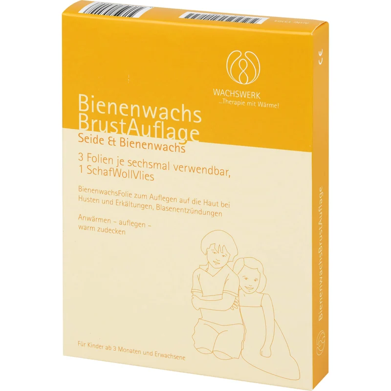 WACHSWERK Bienenwachs-Brustauflage Seide und Bienenwachs bei Husten und Erkältungen für Kinder ab 3 Monaten und Erwachsene, 3 St. Packung